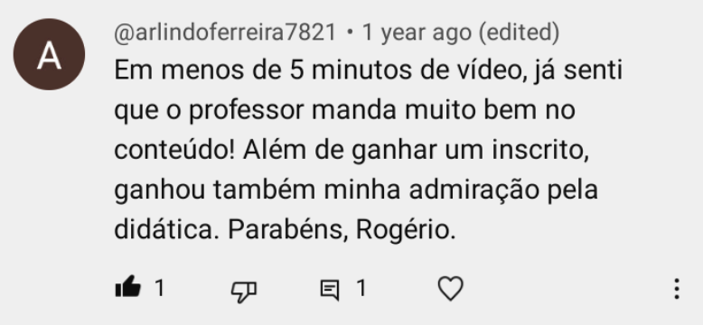 Depoimento aluno Internet