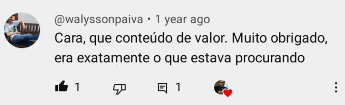 Depoimento aluno Internet