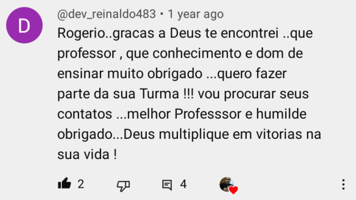 Depoimento aluno Internet