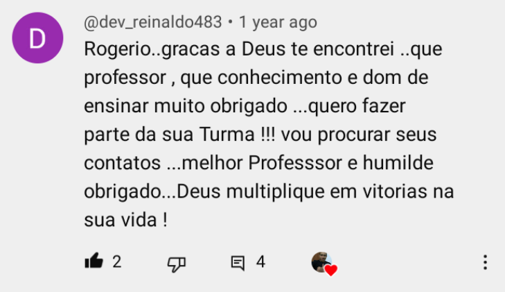 Depoimento aluno Internet